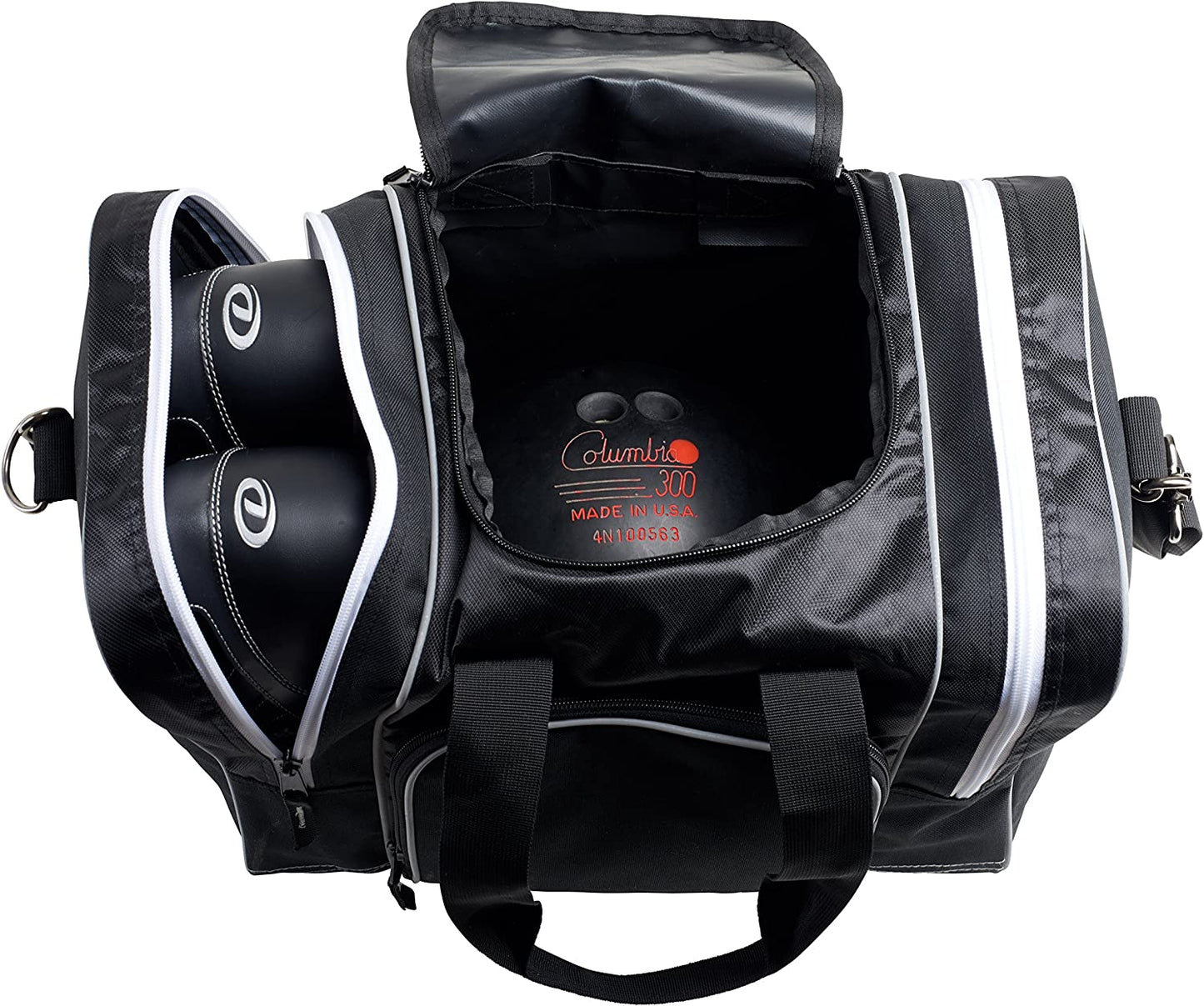 Bowling Bag for Single Ball - Single Ball Tote Bag with Padded Ball Holder - Fits a Single Pair of Bowling Shoes up to Mens Size 14